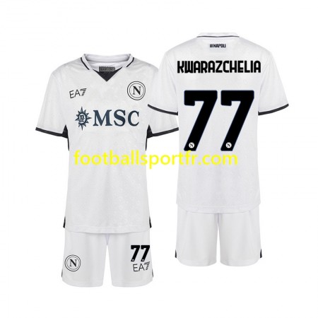 Tenue SSC Naples Khvicha Kvaratskhelia 77 Enfant Exterieur 2024-2025 Maillot de Foot
